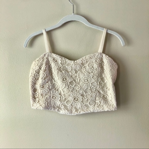 Poetry Tops - Poetry • cream floral lace crop top